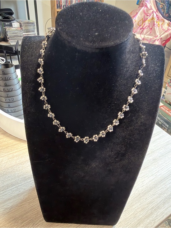 Jewelry - Silver Floral Crystal Necklace - Elegant Women’s Jewelry
